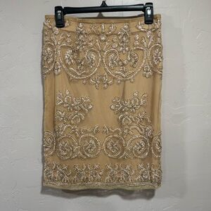 ANTOINETTE Size Small beaded and sequin peach colored pencil skirt